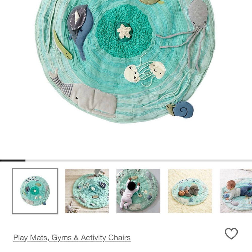 Crate&Barrel Sea Life Play Mat - Teal and Gray